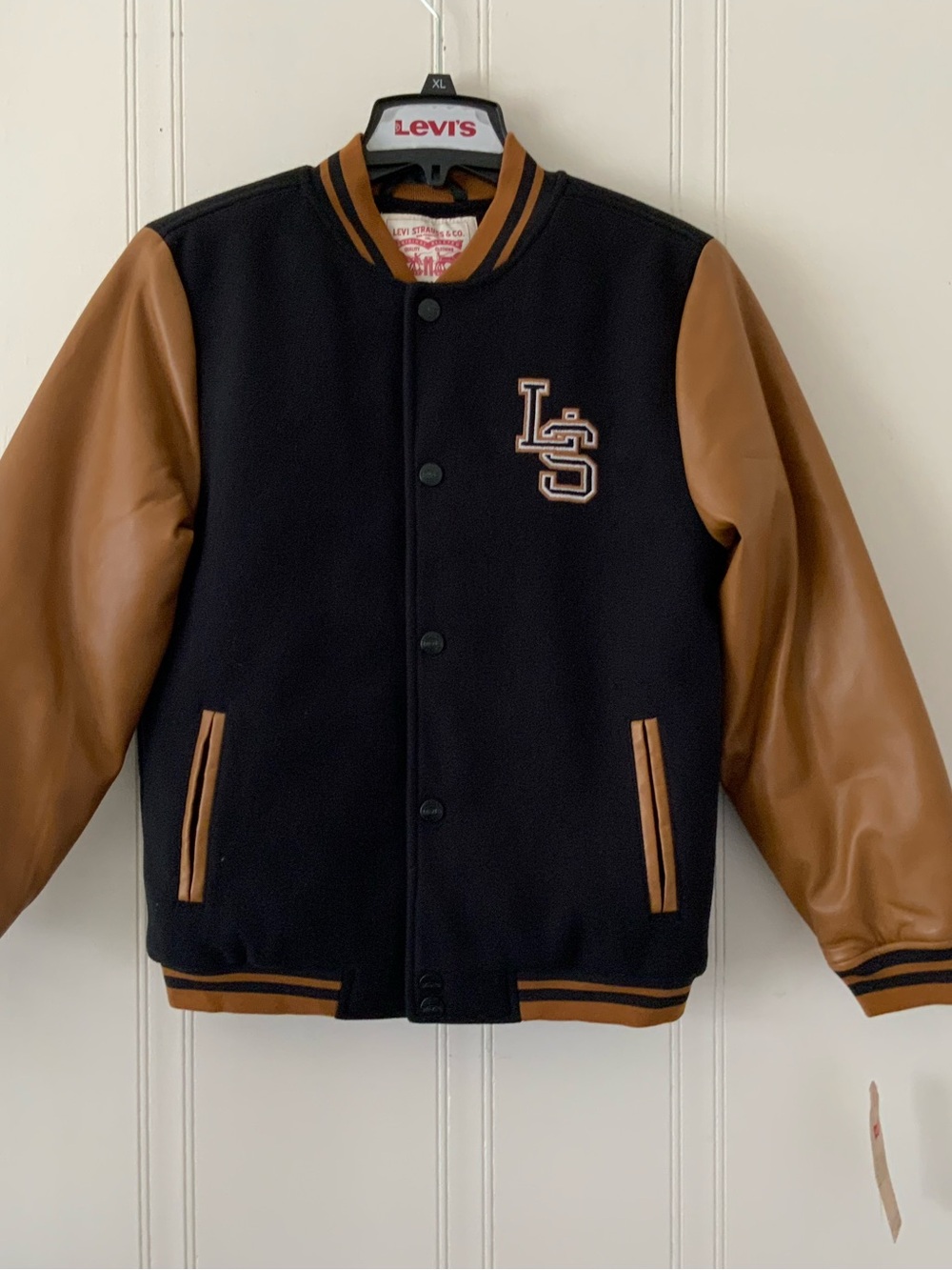 Levi's Black and Brown Kids Letterman Puffer Jacket